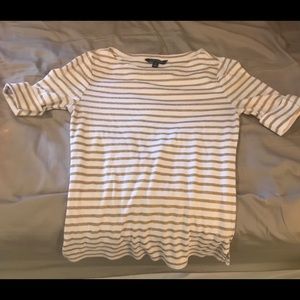 Ralph Lauren White and Sparkling Gold Striped Top